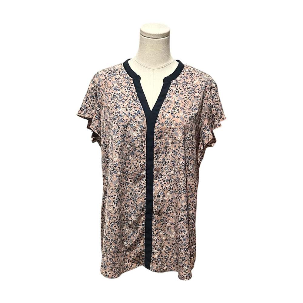 Gaharu Floral Print Flutter Sleeve Top Women’s Size Large